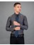 Slim Fit Armürlü Kravatlık, Gri Erkek Gömlek 1