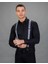 Slim Fit Armürlü Kravatlık, Siyah Erkek Gömlek 1