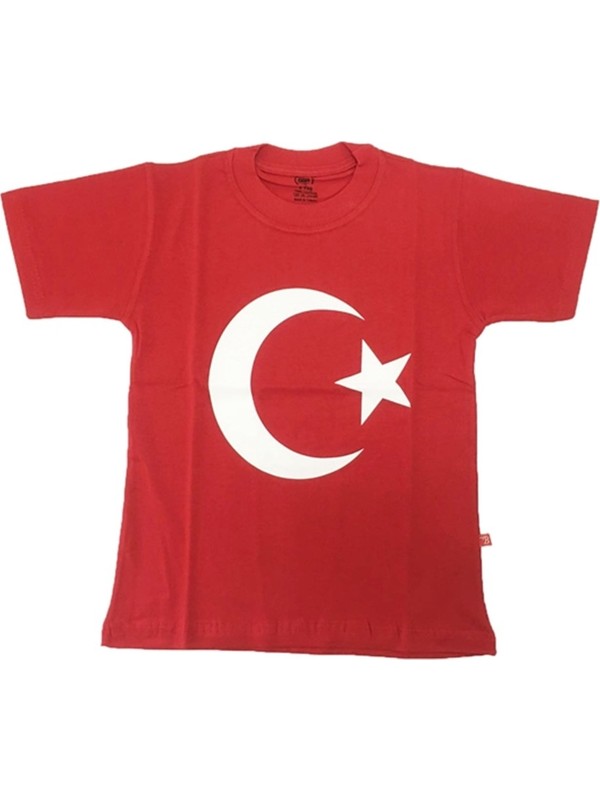 Ayyıldız Türk Bayrağı Tişört 9-12 Yaş Kırmızı
