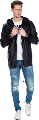 Cipo & Baxx Cipo&Baxx CL295 Düz Siyah Cepli Erkek Uzun Sweatshirt Ceket görsel 3