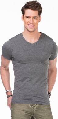 Cipo & Baxx Cipo&Baxx CU106 V Yaka Basic Dar Slim Gri Erkek Tişört Atlet görsel 3