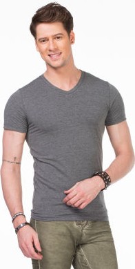 Cipo & Baxx Cipo&Baxx CU106 V Yaka Basic Dar Slim Gri Erkek Tişört Atlet