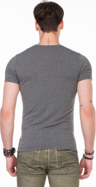 Cipo & Baxx Cipo&Baxx CU106 V Yaka Basic Dar Slim Gri Erkek Tişört Atlet görsel 4