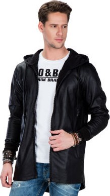 Cipo & Baxx Cipo&Baxx CL295 Düz Siyah Cepli Erkek Uzun Sweatshirt Ceket görsel 5