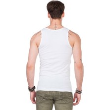 Cipo&Baxx CU107 Geniş Yaka Kolsuz Slim Fit Beyaz Erkek Atlet