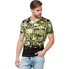 Cipo&Baxx CT456 Green Karışık Desenli Yazılı Yeşil Erkek Tişört