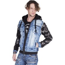 Cipo & Baxx Cipo&Baxx CJ181 Kurukafa Baskılı Kapşonlu Erkek Kot Ceket