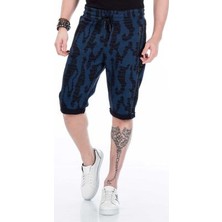 Cipo&Baxx CK167 İndigo Mavi Siyah Erkek Capri Şort Eşofman