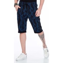 Cipo&Baxx CK167 İndigo Mavi Siyah Erkek Capri Şort Eşofman
