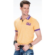 Cipo&Baxx CT416 Polo Yaka Nakışlı Slim Fit Sarı Erkek Tişört