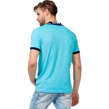 Cipo&Baxx CT416 Polo Yaka Nakışlı Dar Kalıp Mavi Erkek Tişört