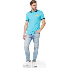 Cipo&Baxx CT416 Polo Yaka Nakışlı Dar Kalıp Mavi Erkek Tişört