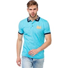 Cipo&Baxx CT416 Polo Yaka Nakışlı Dar Kalıp Mavi Erkek Tişört