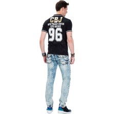 Cipo&Baxx CT381 West Coast Baskılı Polo Yaka Siyah Erkek Tişört