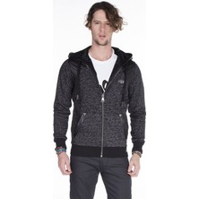 Cipo&Baxx CL251 Deri Parçalı Kapşonlu Siyah İnce Erkek Sweatshirt