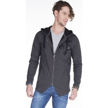 Cipo&Baxx CL238 Armalı Kapşonlu Uzun Erkek Gri Sweatshirt