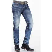 Cipo&Baxx CD328 Yıkanmış Lacivert Regular Fit Erkek Kot Pantolon