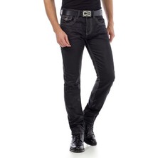 Cipo&Baxx CD295 Gri Dikişli Cepleri İşlemeli Siyah Erkek Pantolon