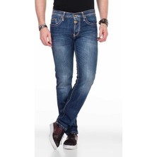 Cipo&Baxx C-0688 Kontrast Dikişli Rahat Mavi Erkek Kot Pantolon