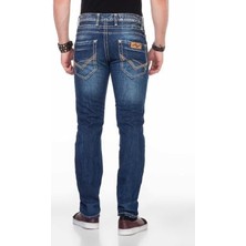 Cipo&Baxx C-0688 Kontrast Dikişli Rahat Mavi Erkek Kot Pantolon