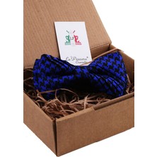 La Pescara Saks Mavisi Motif Desen Pilise İpek Papyon ESB18