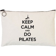 Art T-Shirt Keep Calm Do Pilates Astarlı Bez Tablet Ve Makyaj Çantası