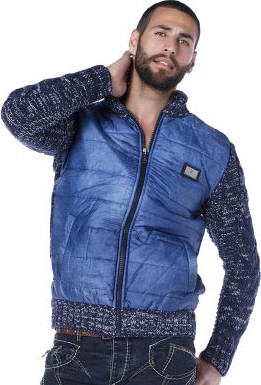 Cipo & Baxx Cipo&Baxx CP127 Dik Yakalı Mavi Erkek Kışlık Triko Hırka görsel 2