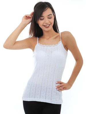 Tutku 3'Lü Jakarlı ip askılı atlet Beyaz