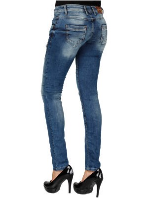 Cipo&Baxx WD168 Dikiş Detaylı Düğmeli Slim Fit Bayan Mavi Jean