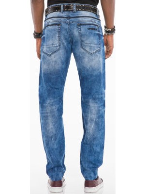 Cipo&Baxx CD499 Kontrast Dikişli Eskitilmiş Mavi Erkek Jeans