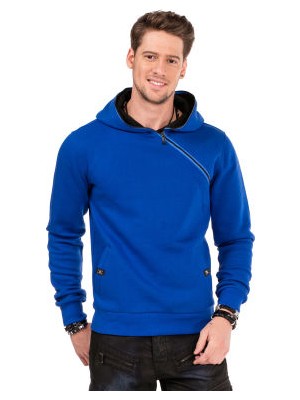 Cipo&Baxx CL329 Gizli Yaka Fermuarlı Kapşonlu Cepli Sweatshirt