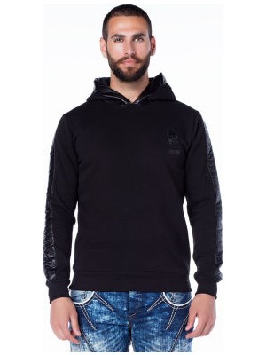 Cipo&Baxx CL206 Kaplan Baskılı Kapşonlu Siyah Erkek Sweatshirt