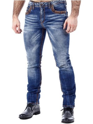 Cipo&Baxx CD483 Cepleri İşlemeli Jeans Mavi Erkek Kot Pantolon