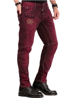 Cipo&Baxx CD479 Dekoratif Dikişli Düşük Bel Bordo Erkek Pantolon