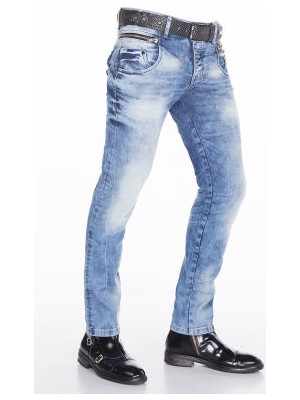 Cipo&Baxx CD394 Slim Fit Yıkamalı Mavi Jeans Erkek Kot Pantolon