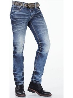 Cipo&Baxx CD328 Yıkanmış Lacivert Regular Fit Erkek Kot Pantolon