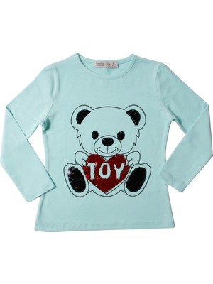 Toontoy Kız Çocuk Tshirt Ayıcık Baskı Pul Nakış