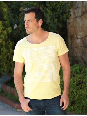 Şahinler Erkek Sarı Baskılı T-Shirt MEP22612