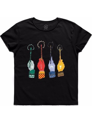 Art T-Shirt Hogwarts Sticks Erkek T-Shirt