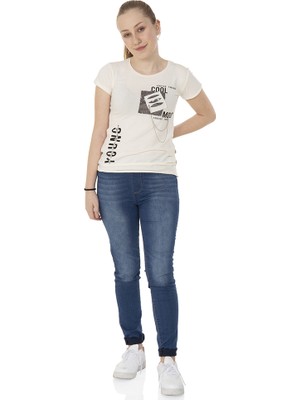 Toontoy Kız Çocuk T-Shirt Göğsü Lazer Kesim