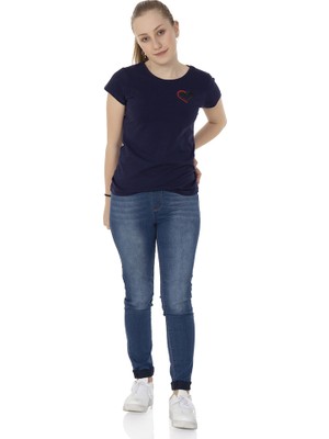 Toontoy  Kız Çocuk T-Shirt Kalp Nakışlı