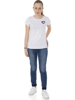 Toontoy  Kız Çocuk T-Shirt Kalp Nakışlı