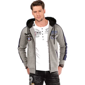 Cipo&Baxx CL312 Kapşonlu Kalın Kışlık Gri Erkek Sweatshirt