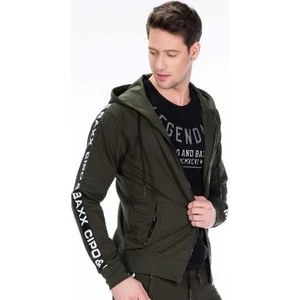 Cipo&Baxx CL292 Yeşil Kapşonlu Spor İçin Rahat Erkek Sweatshirt