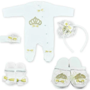 Ponpon Baby Anne Kız Lohusa Tulum Terlik Taç Seti 820