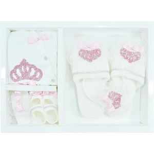 Ponpon Baby Anne Kız Lohusa Tulum Terlik Taç Seti Pembe 820