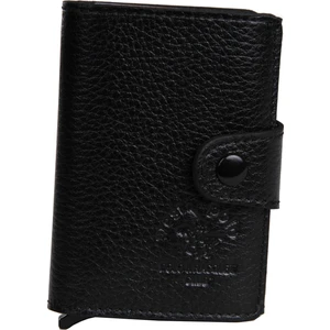 Polo Cüzdan Kartlık Mekanızmalı Hakiki Deri Siyah Wp002