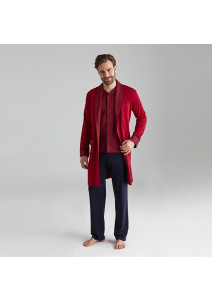 U.S. Polo Assn. Erkek Damat Çeyiz Pijama Takımı Robdöşambır Bordo 12001