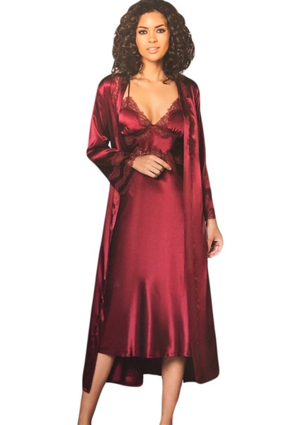 Altılı Çeyiz Gecelik Sabahlık Set 6960 Bordo