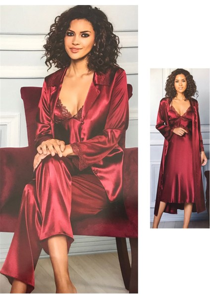 Altılı Çeyiz Gecelik Sabahlık Set 6960 Bordo fiyatları